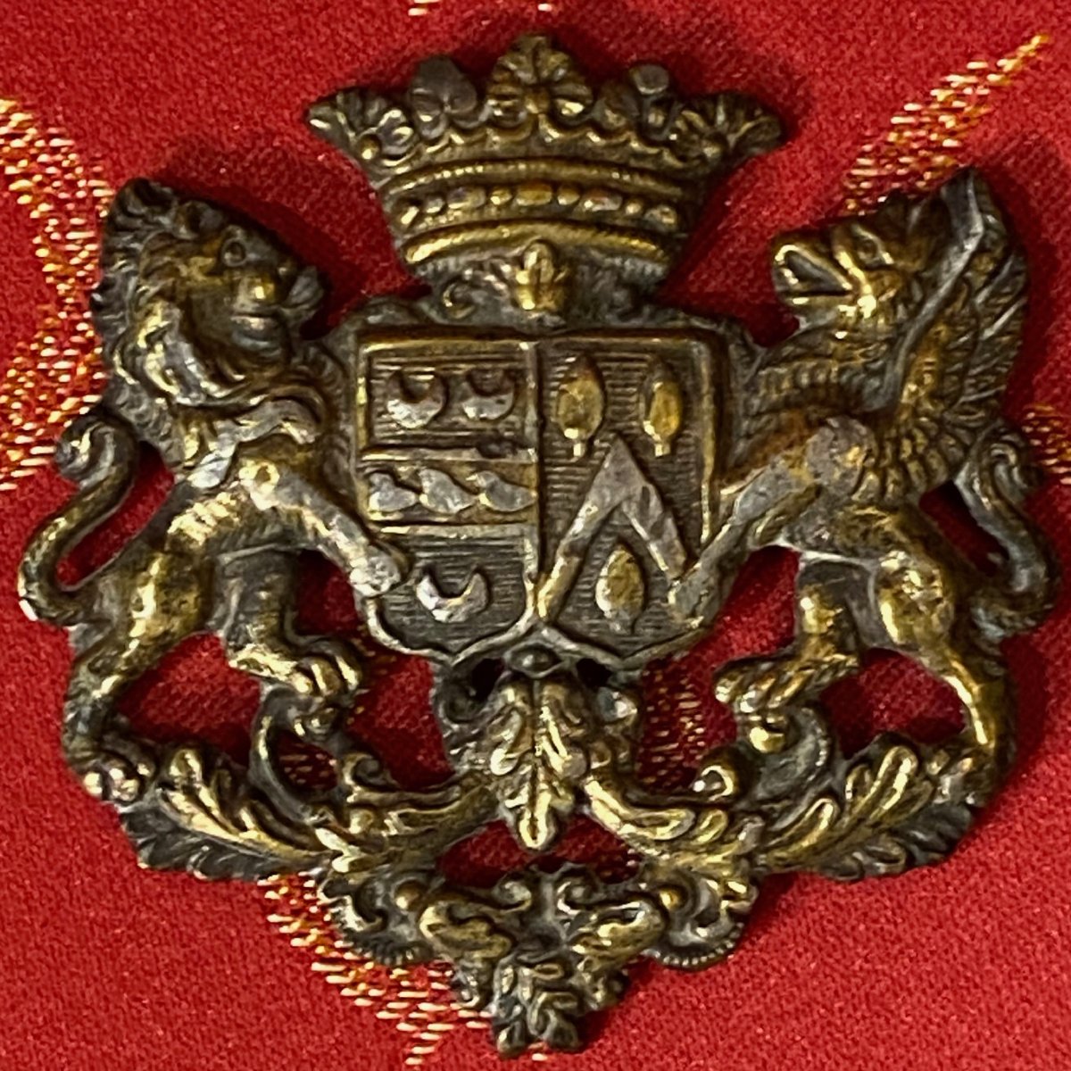 Lot de 4 plaques Héraldique de Famille Aristocratique Française - à identifier - XIX siècle-photo-1