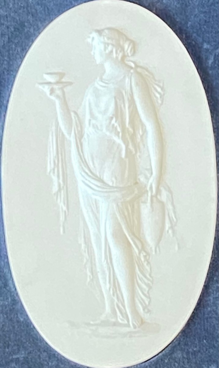 Oval Bisque Porcelain Medallion From Sèvres Depicting A Vestal Virgin. 20th Century