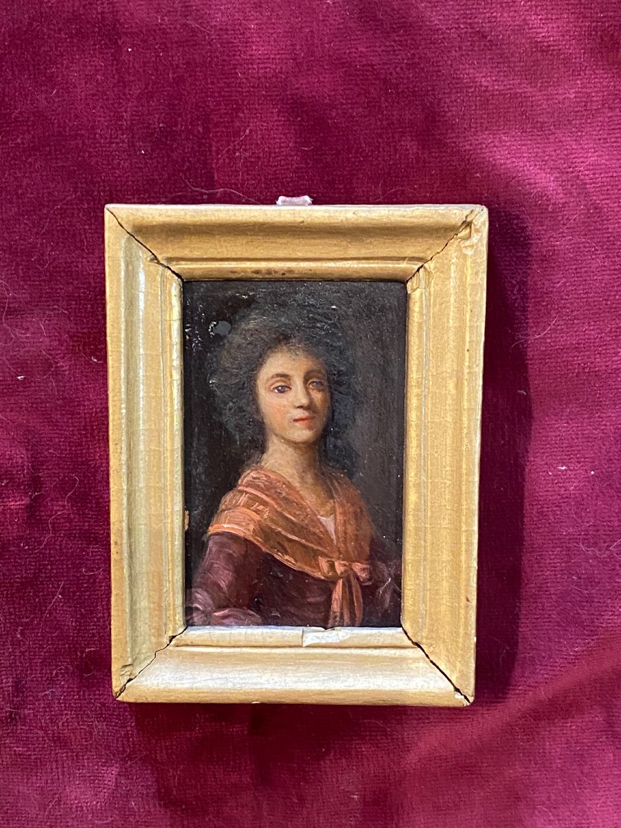 Portrait Of Charlotte Corday (1768–1793) Aged 15  Oil On Copper – 18th Century-photo-4