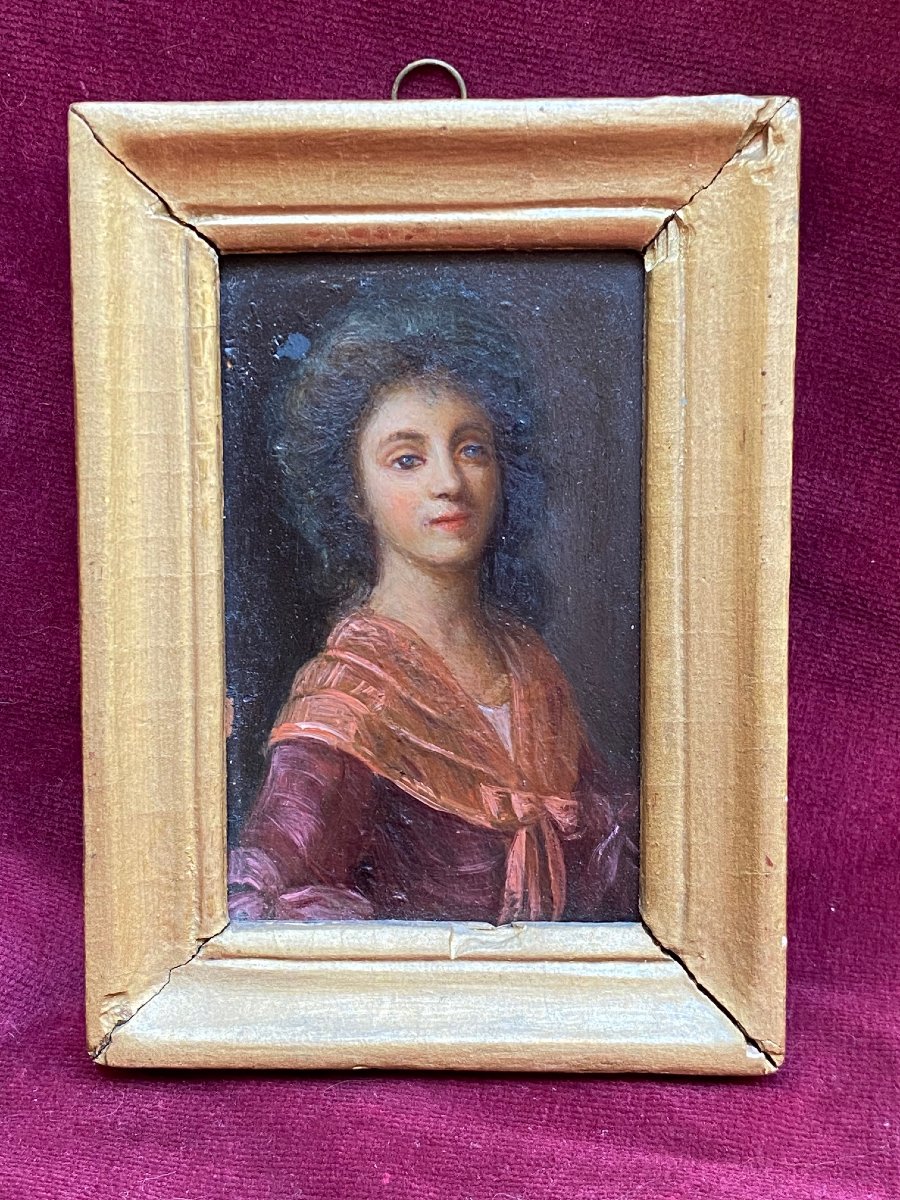 Portrait Of Charlotte Corday (1768–1793) Aged 15  Oil On Copper – 18th Century