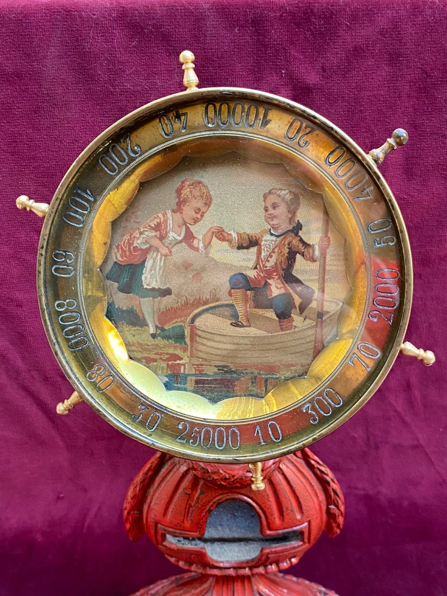 Roulette de Comptoir dit " Tourniquet " avec sa base un pyrogène - Fin XIX  siècle -photo-2