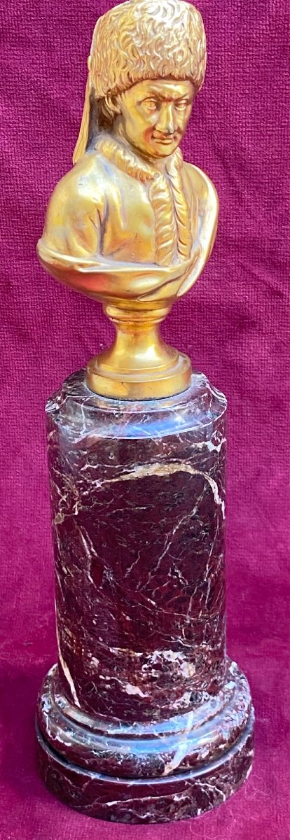 Gilded Bronze Bust Of A Russian Figure - Late 19th Century-photo-3