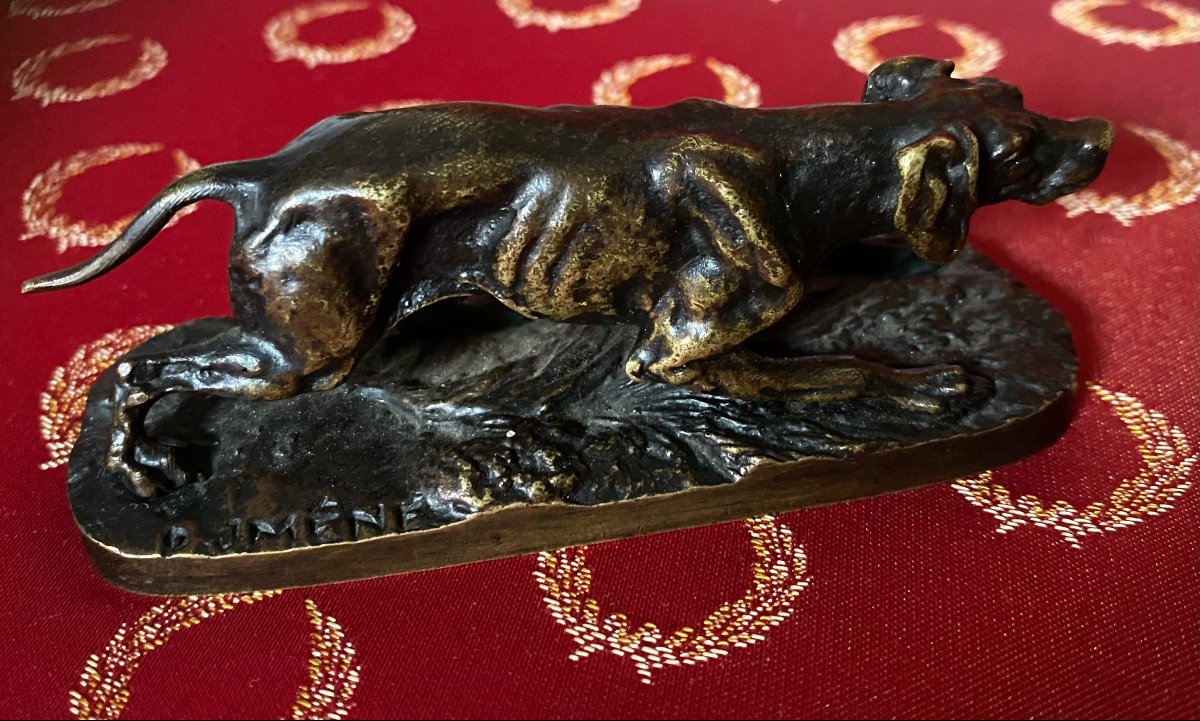 Bronze Still Life Pointer Signed By Pierre Jules Mene (1810–1879)—19th Century 