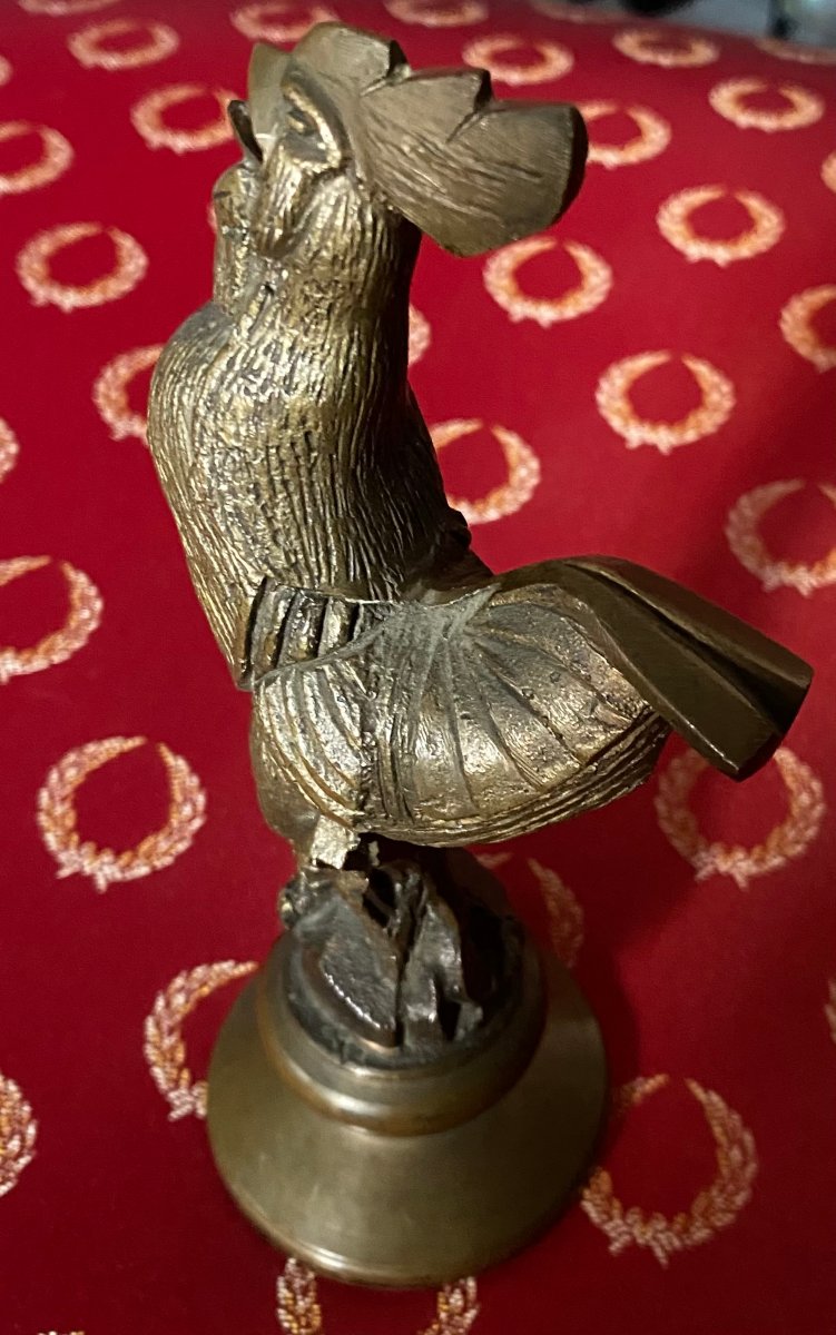 "chanteclerc"-style Rooster - Bronze Radiator Cap - 20th Century -photo-2