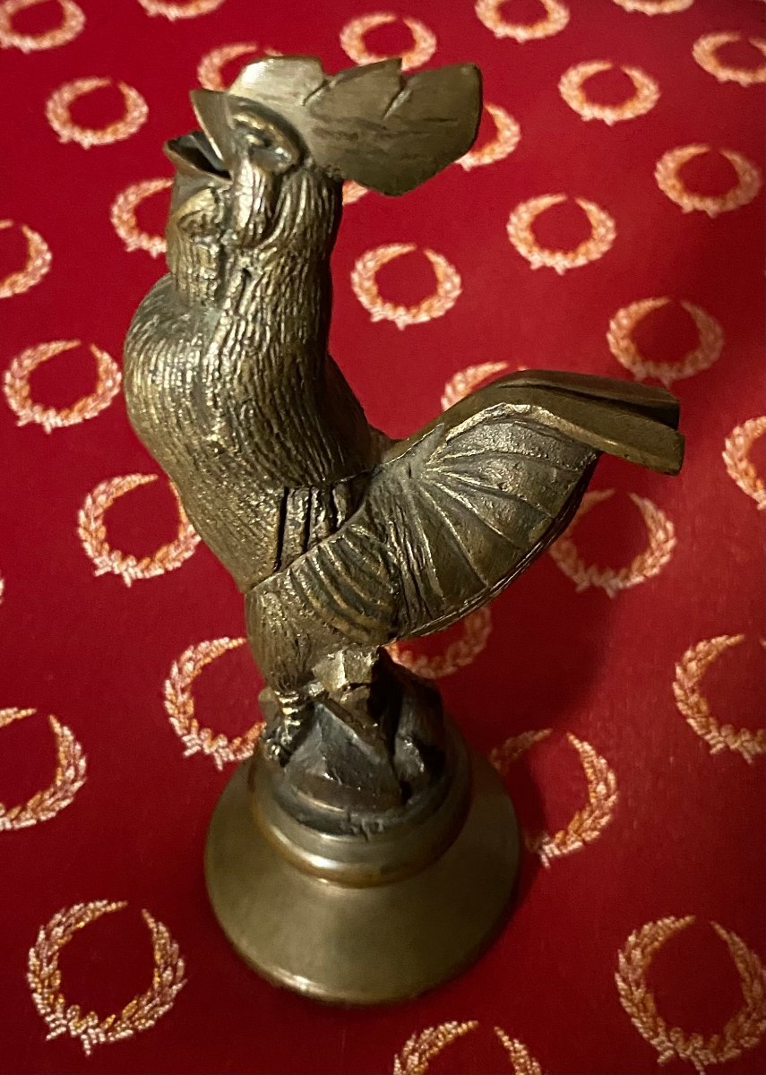 "chanteclerc"-style Rooster - Bronze Radiator Cap - 20th Century -photo-3