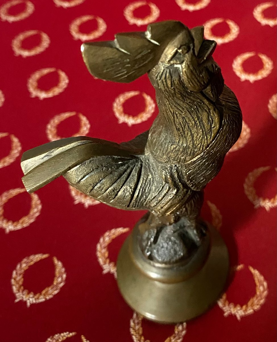 "chanteclerc"-style Rooster - Bronze Radiator Cap - 20th Century 