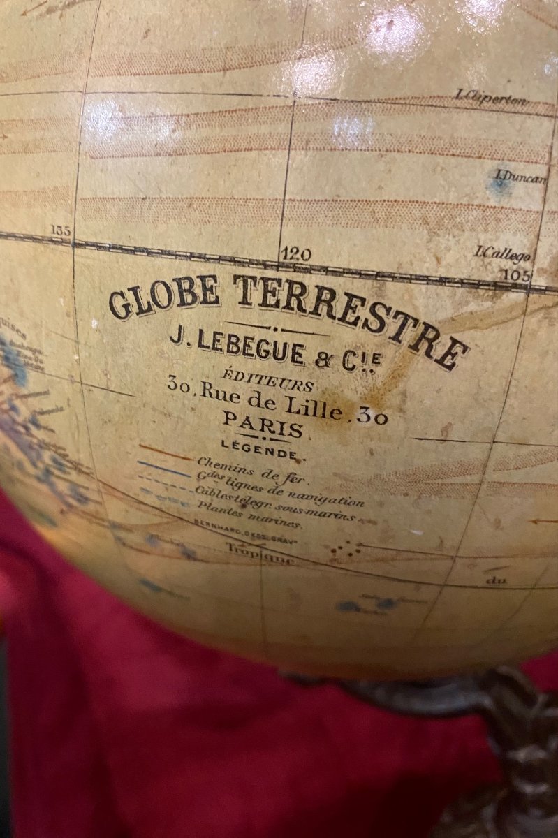 Globe terrestre  de J. LEBEGUE & Cie - Paris - Ø 25 cm - circa 1880/1890-photo-2
