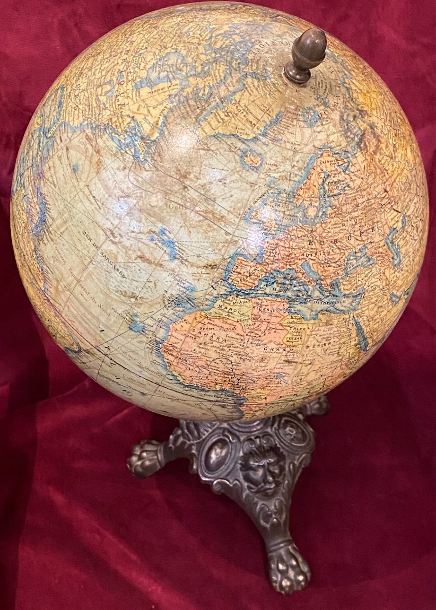 Globe terrestre  de J. LEBEGUE & Cie - Paris - Ø 25 cm - circa 1880/1890-photo-1