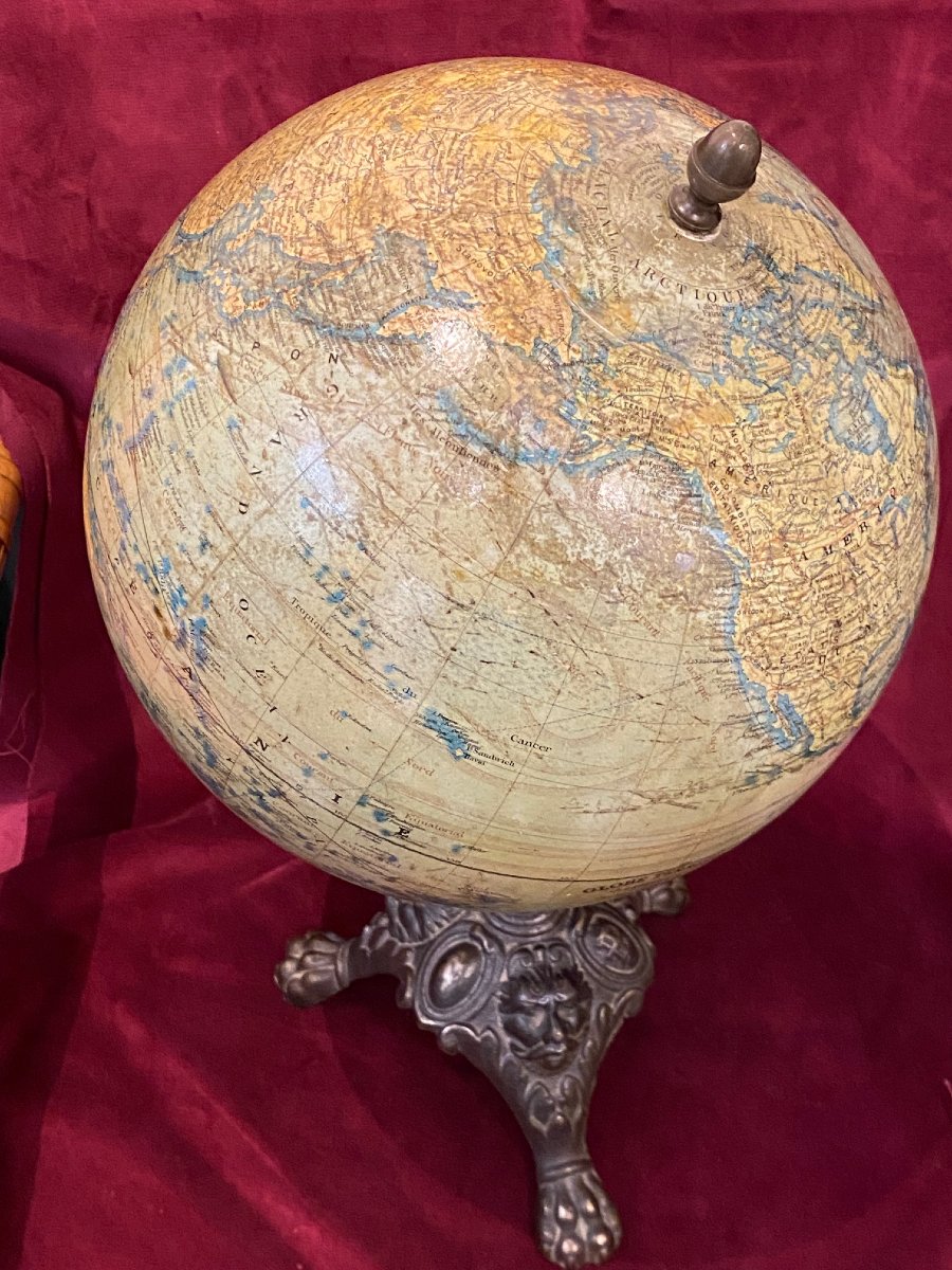 Globe terrestre  de J. LEBEGUE & Cie - Paris - Ø 25 cm - circa 1880/1890-photo-3