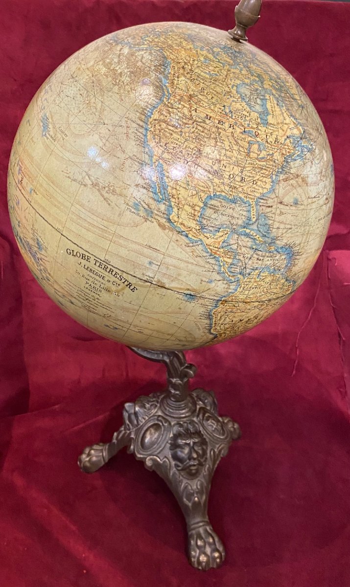 Globe terrestre  de J. LEBEGUE & Cie - Paris - Ø 25 cm - circa 1880/1890