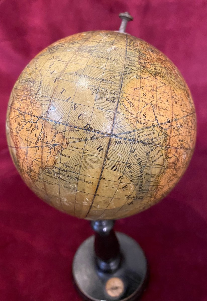 Globe Terrestre de Ludwig Julius HEYMANN - Berlin -   Ø 10 cm - circa 1880-photo-4