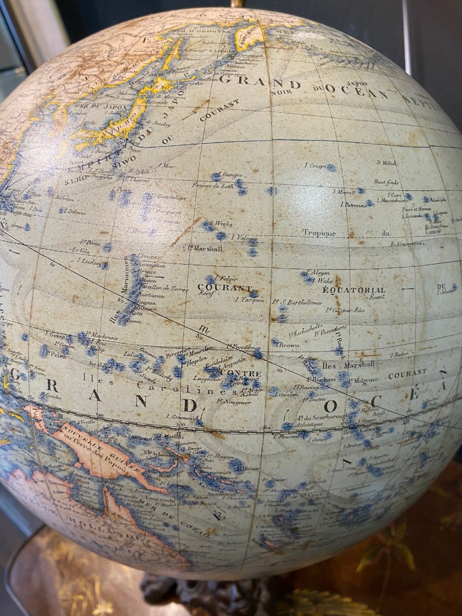 Globe terrestre de J. LEBEGUE & Cie - Paris - Ø 30 cm - circa 1880/1890-photo-1