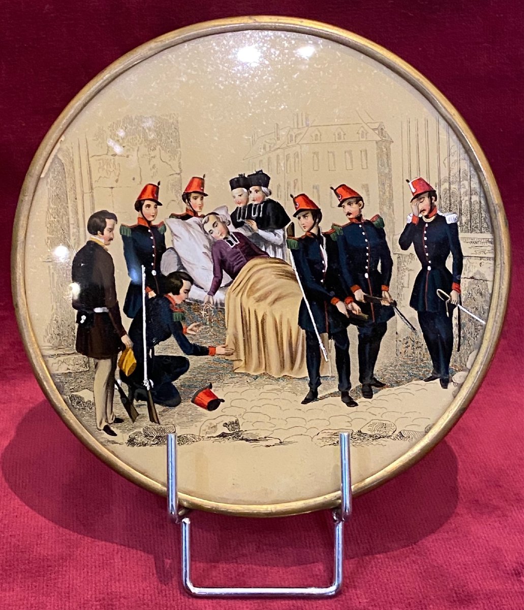 Boite à bonbons fixé sous verre -  Mgr AFFRE (1793-1848) meurt lors des insurrections de 1848.