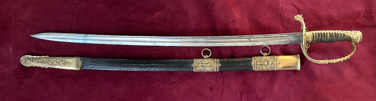 Sabre d’officier de marine Mle 1837 du 2nd Empire-photo-4