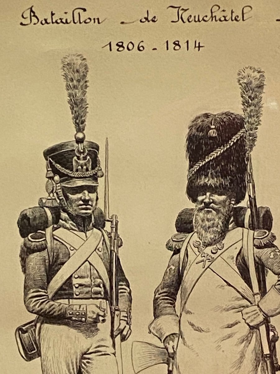 Léon GAMBEY (1883-1914) - Encre - Bataillon de Neufchâtel et Voltigeur --photo-2