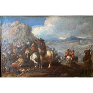 Pandolfo Reschi (1640-1696) - Soldiers\' Dialogue- Oil On Canvas 