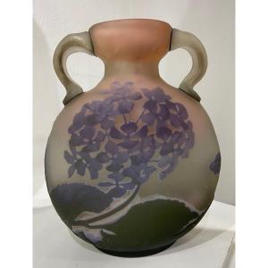 Vase gourde à anses GALLE à décor de Glycines - Circa 1900