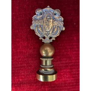 Seal With Rose Decoration In A Cross Surmounted By A Hat - Late 19th - Early 20th Century