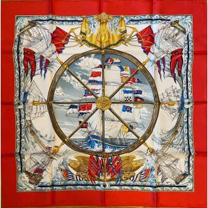 Hermes -carré - Silk Scarf - "vive Le Vent" Designed By Laurence Bourthoumieux.