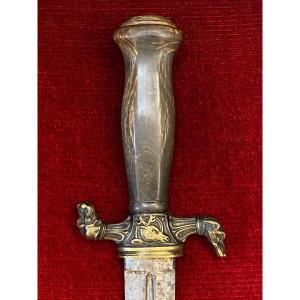 DAGUE DE CHASSE à la fusée en corne signé JF BACKES  - XIX  Siècle