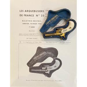Pistolet à broche , plaqué or , signé "LE FAUCHEUX PARIS" - Calibre 5,5