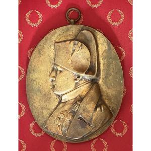 Brass Medallion Depicting Napoleon I - 20th Century