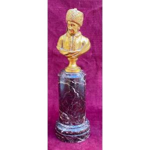 Buste en bronze doré d'un personnage Russe - Fin XIX siècle