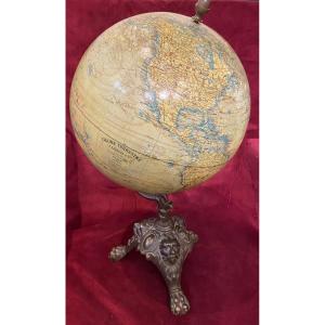 Globe By J. Lebègue & Cie, Publishers, Paris, Dating From The Late 19th Century.