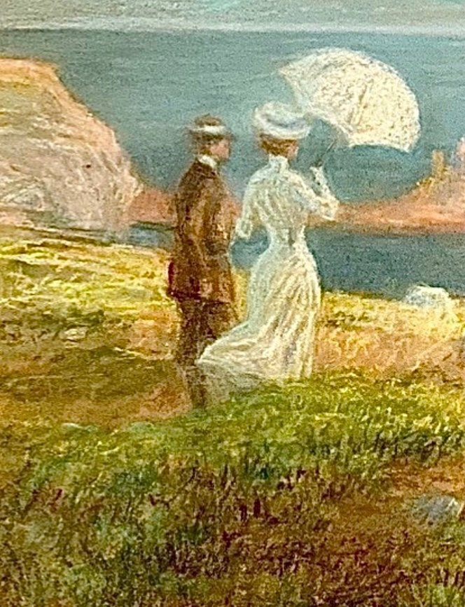 José Bélon  (1861 - 1927)   Couple d'élégants Contemplants La Mer -photo-3