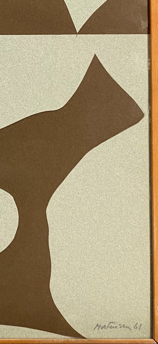 Richard Mortensen (1910-1993) œuvre Originale Signée Et Datée 1961 -photo-1