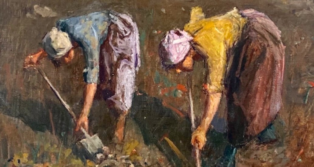 Pierre Célestin Billet ( 1836 - 1922) : Travaux Des Champs - Huile Sur Toile Signée -photo-2