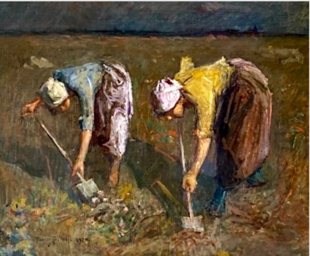 Pierre Célestin Billet ( 1836 - 1922) : Travaux Des Champs - Huile Sur Toile Signée -photo-3