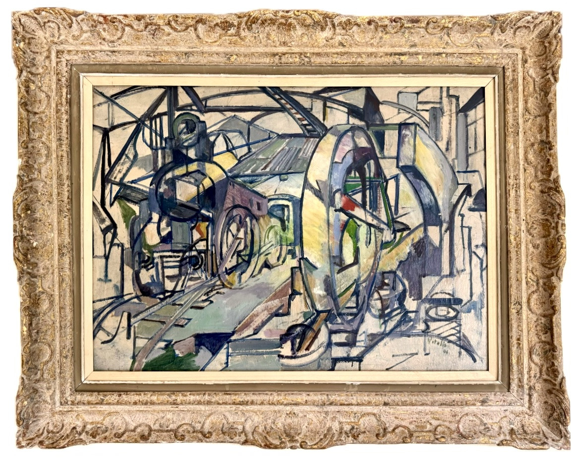 Macario Vitalis (1898-1989) - Train en gare - signé et daté -photo-2