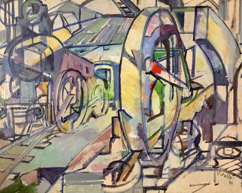 Macario Vitalis (1898-1989) - Train en gare - signé et daté -photo-3