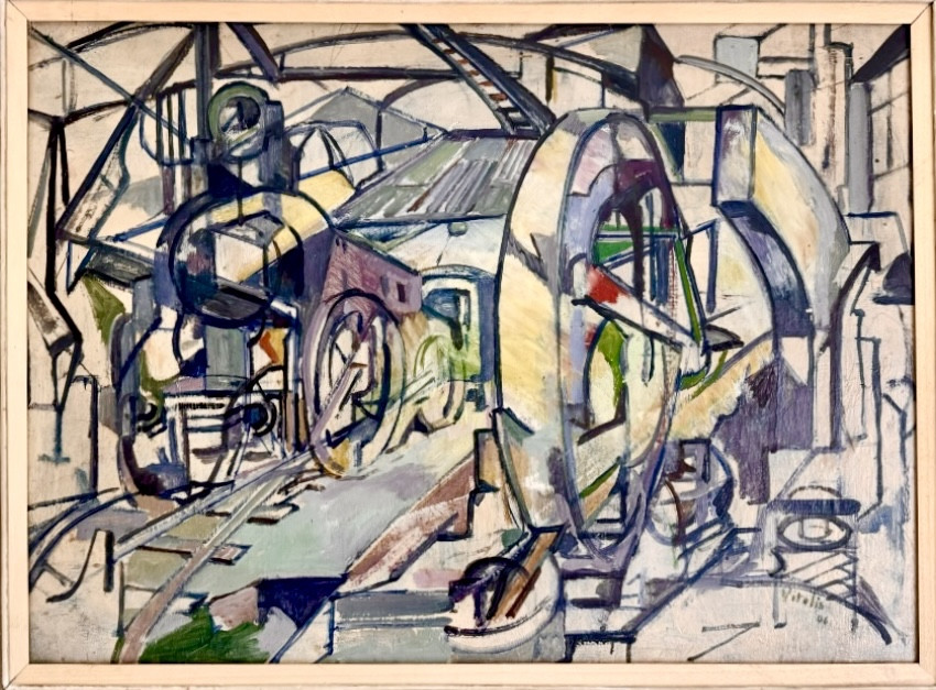 Macario Vitalis (1898-1989) - Train en gare - signé et daté -photo-1