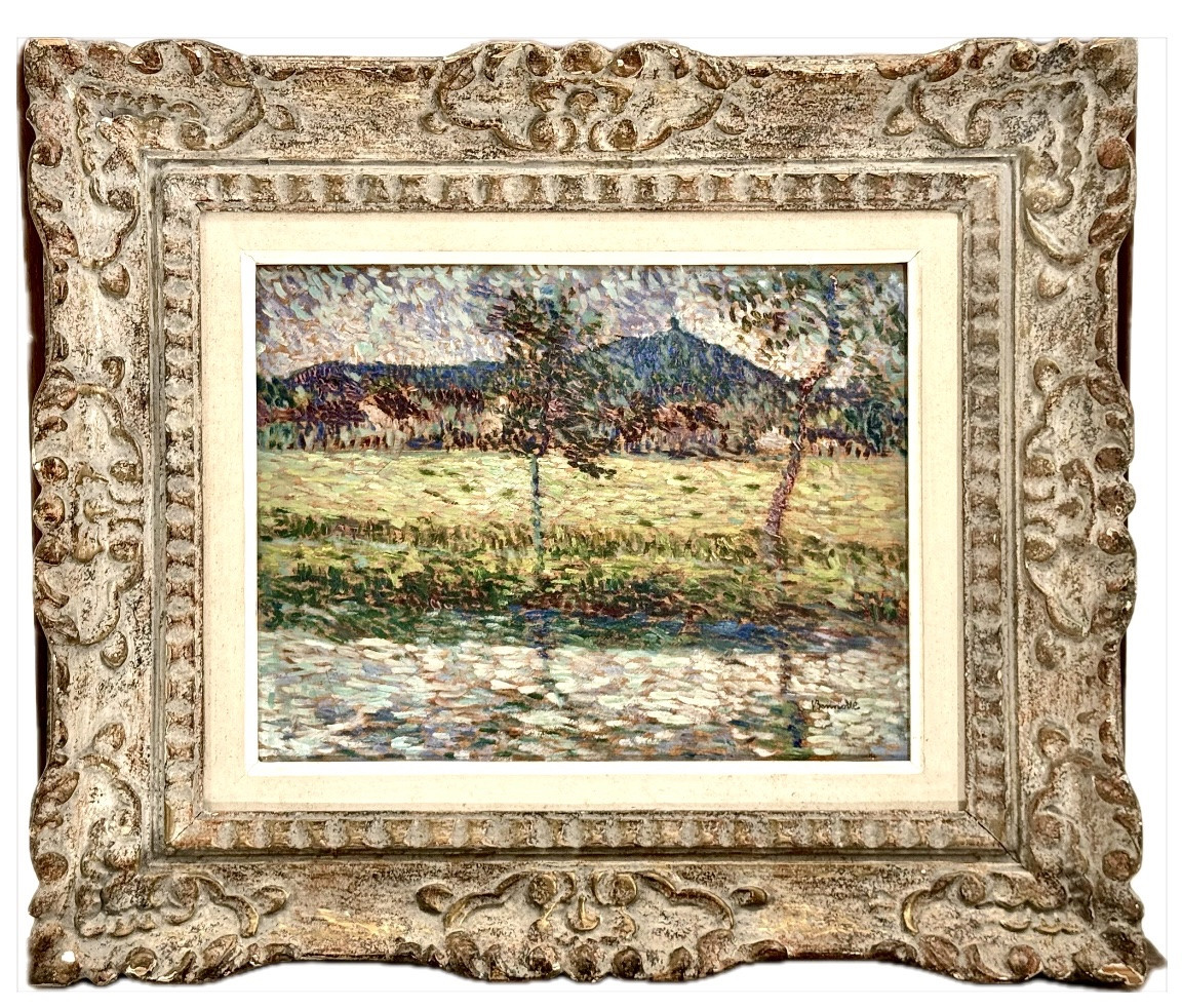 Ernest Lucien Bonnotte (1874 - 1954) -  Paysage pointilliste c1900 signé-photo-4