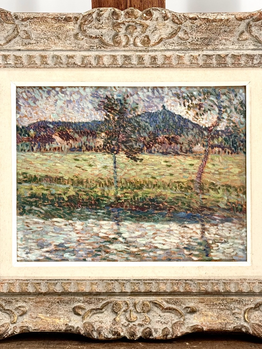 Ernest Lucien Bonnotte (1874 - 1954) -  Paysage pointilliste c1900 signé-photo-1