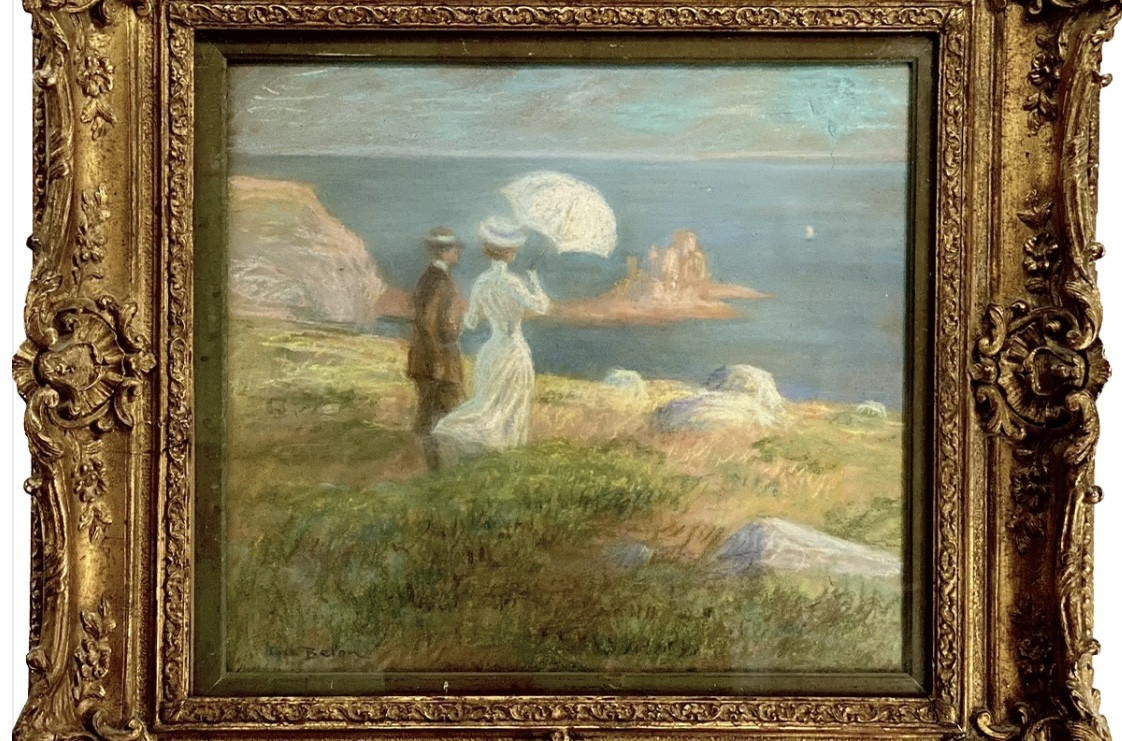 Elegant Couple Contemplating The Sea By José Bélon (1861-1927) -photo-2