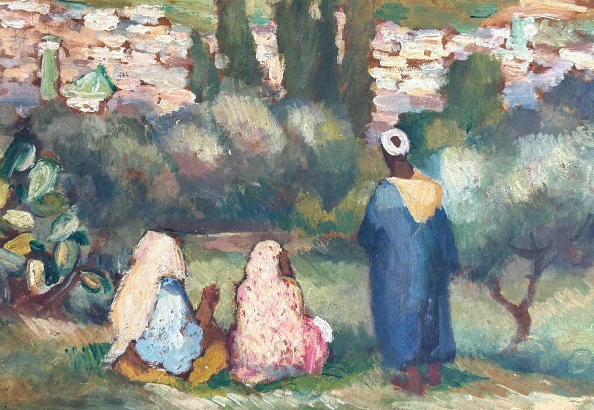 Marcel Roche - Maroc 1921 - huile sur panneau signée -photo-2