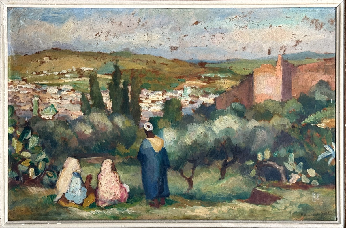 Marcel Roche - Maroc 1921 - huile sur panneau signée -photo-4