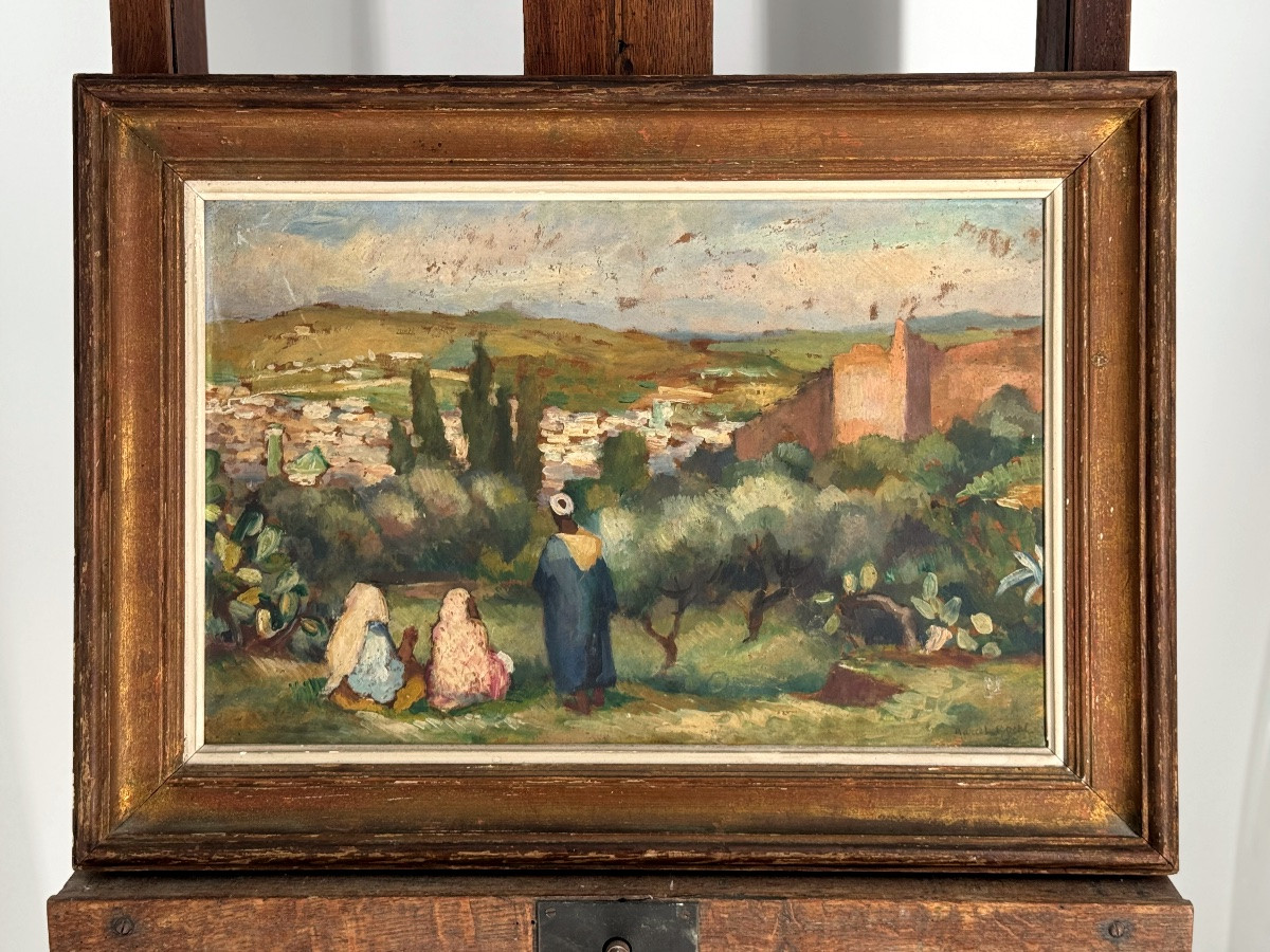 Marcel Roche - Maroc 1921 - huile sur panneau signée -photo-1