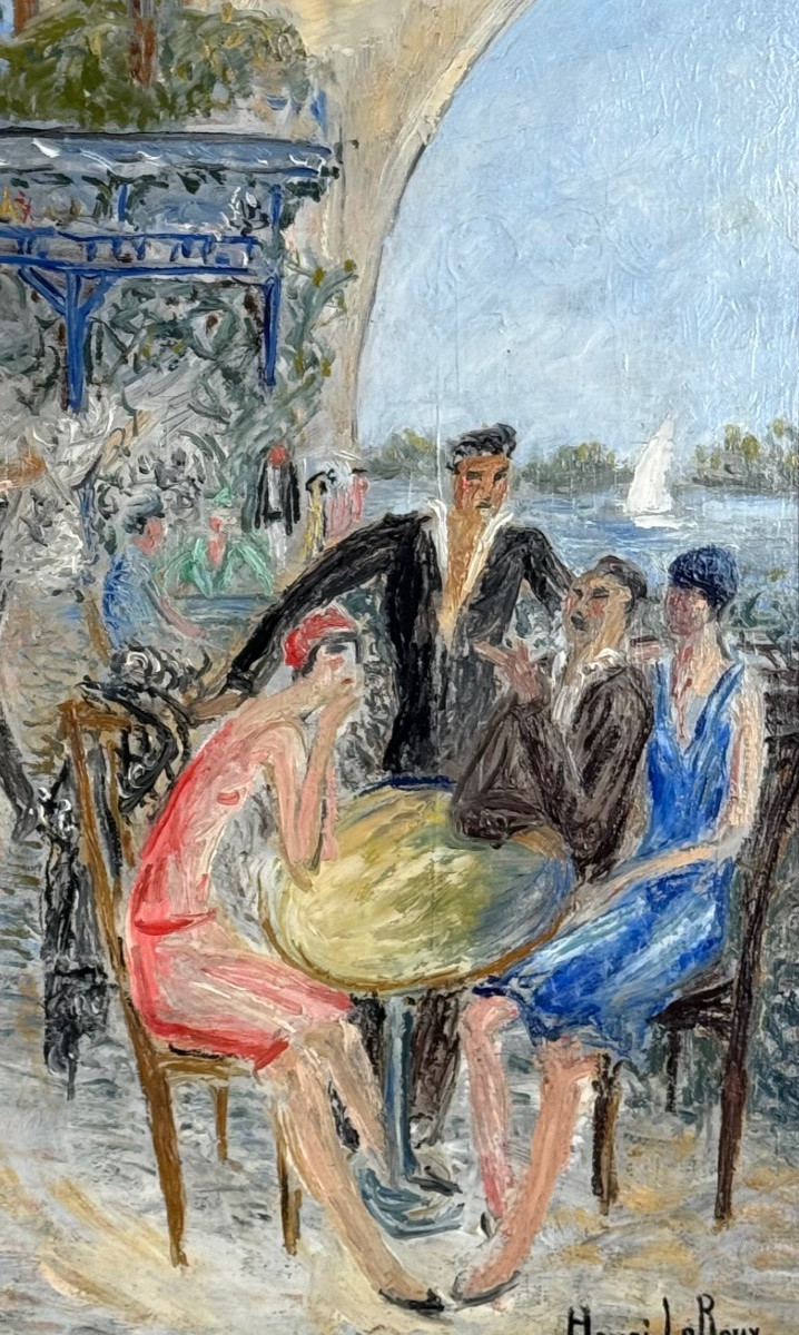 Henri Leroux - Le bal musette - Huile sur toile c1920 -photo-3