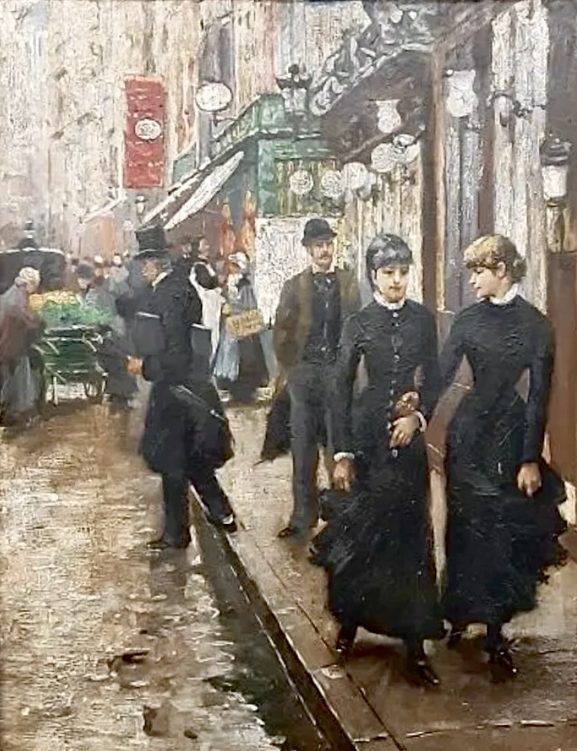 Paris 1900,  huile sur panneau de bois signée -photo-4