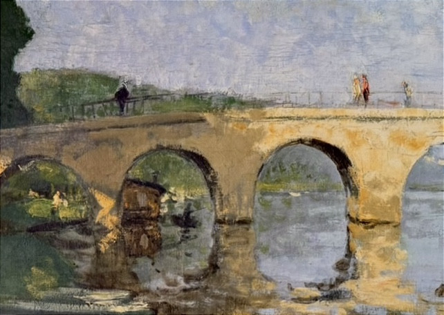 Pierre Eugène Montezin -  Promeneurs sur le pont - Huile sur toile signée -photo-4