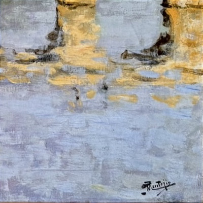 Pierre Eugène Montezin -  Promeneurs sur le pont - Huile sur toile signée -photo-1