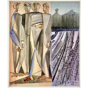 Léopold Survage (1979 - 1968) - Les Cheminots - Signé