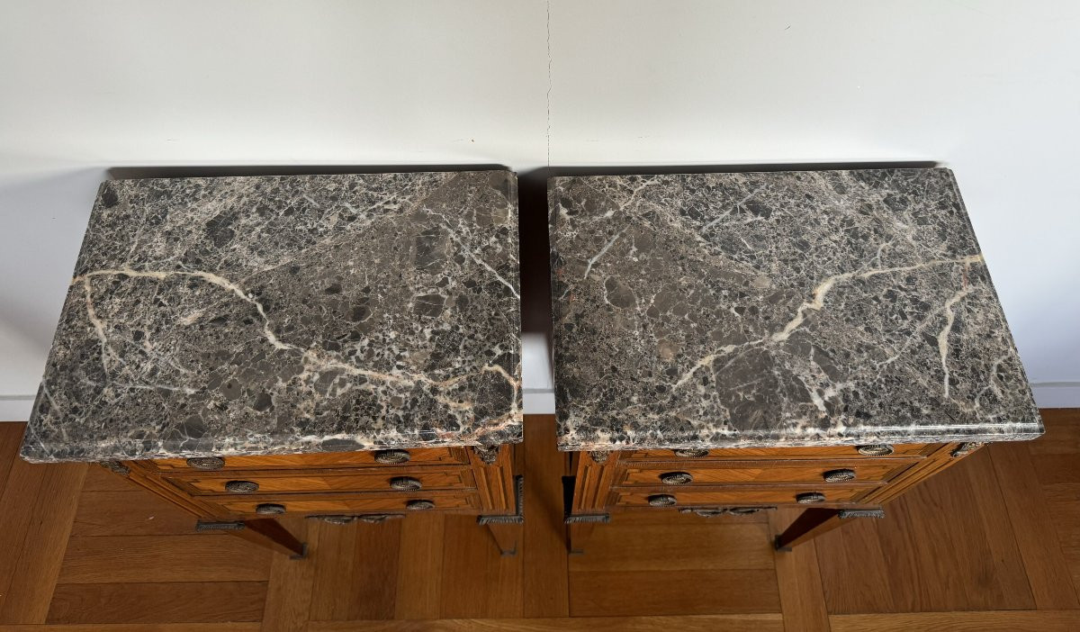 Pair Of Louis XVI Style Bedside Tables-photo-2