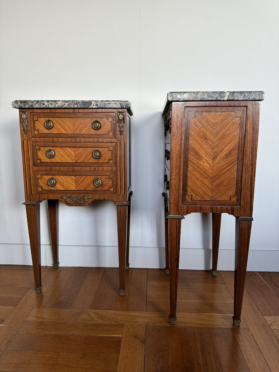 Pair Of Louis XVI Style Bedside Tables-photo-3