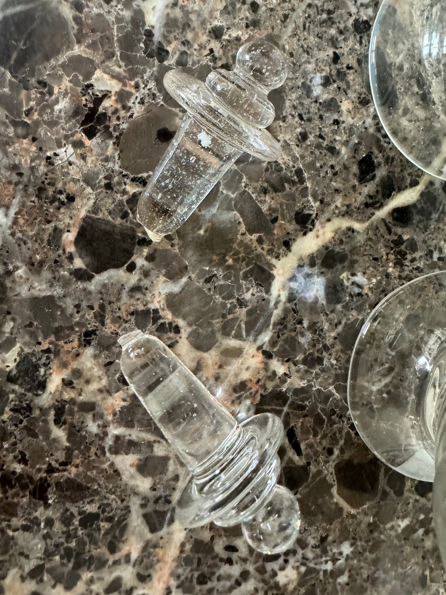 Paire de burettes en verre soufflé XVIIIe-photo-4