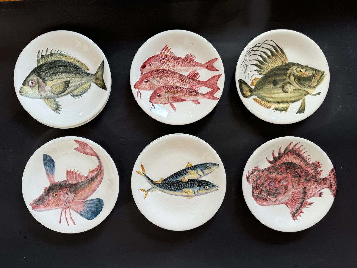 Service à décor de poissons et crustacés Procéram